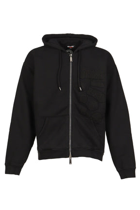 RELAX FIT ZIPPED HOODIE / BLK