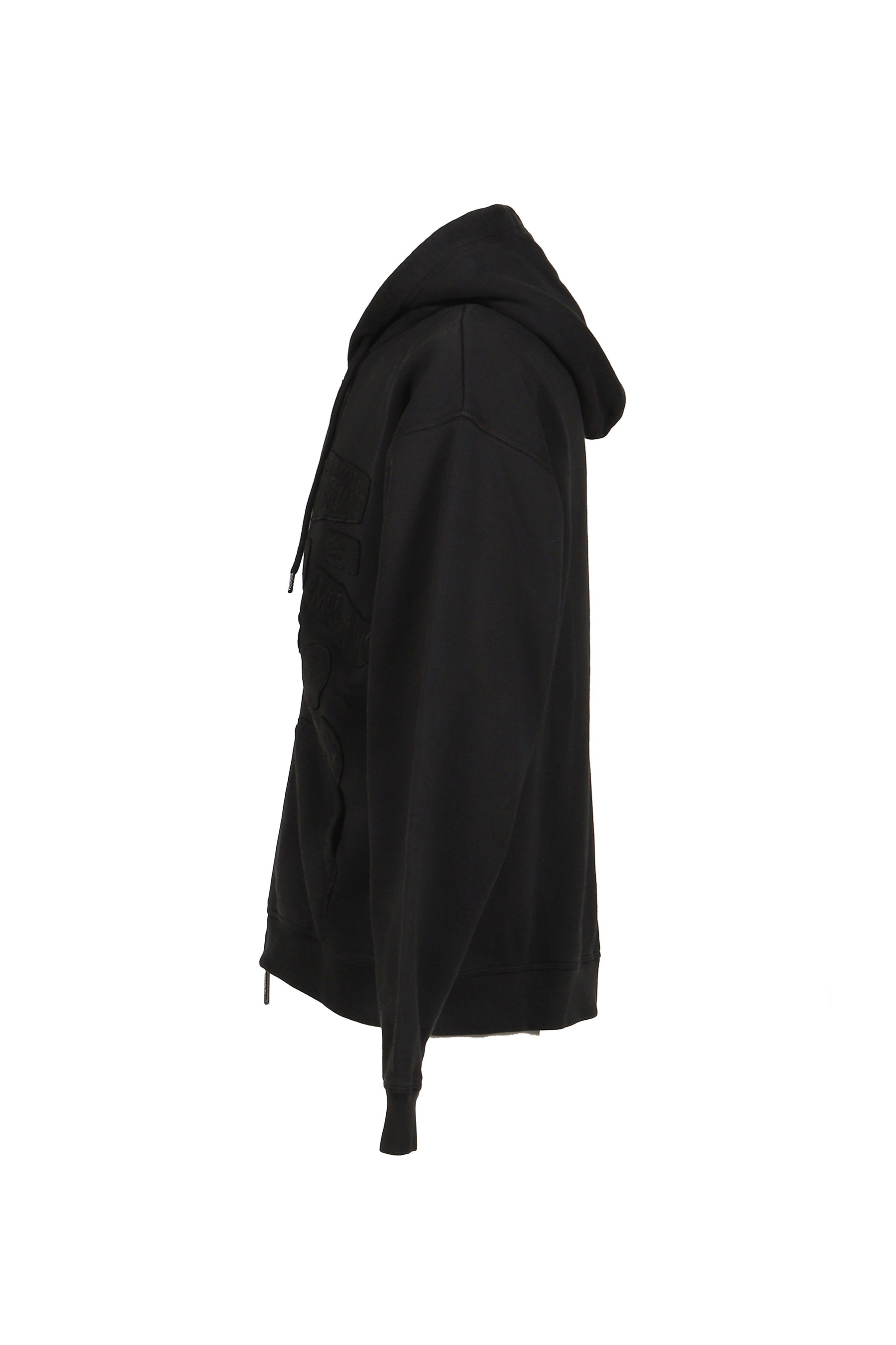 RELAX FIT ZIPPED HOODIE / BLK