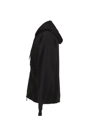 RELAX FIT ZIPPED HOODIE / BLK