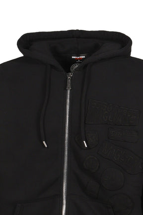 RELAX FIT ZIPPED HOODIE / BLK