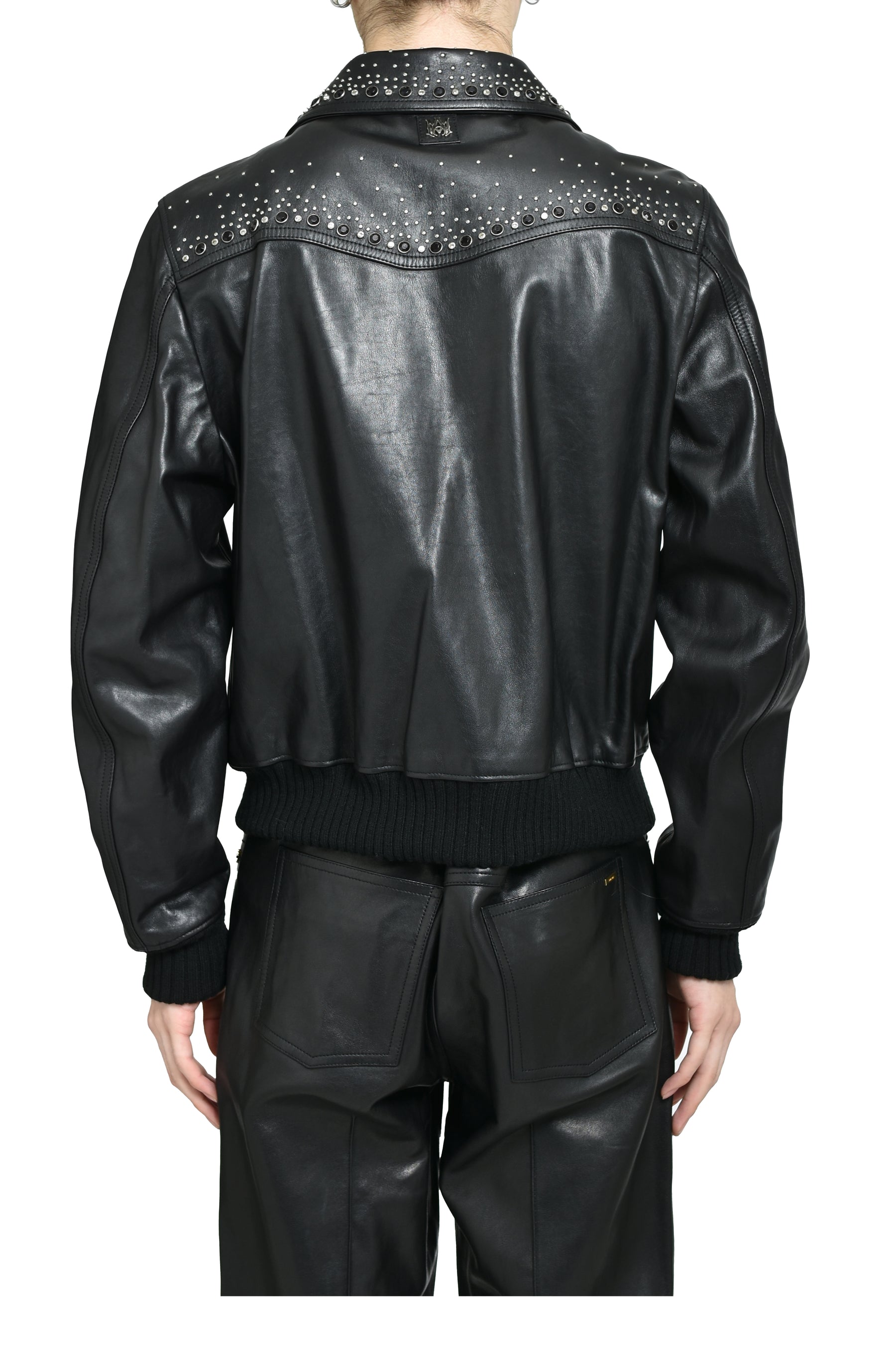 CRYSTAL LEATHER WESTERN JACKET / BLK