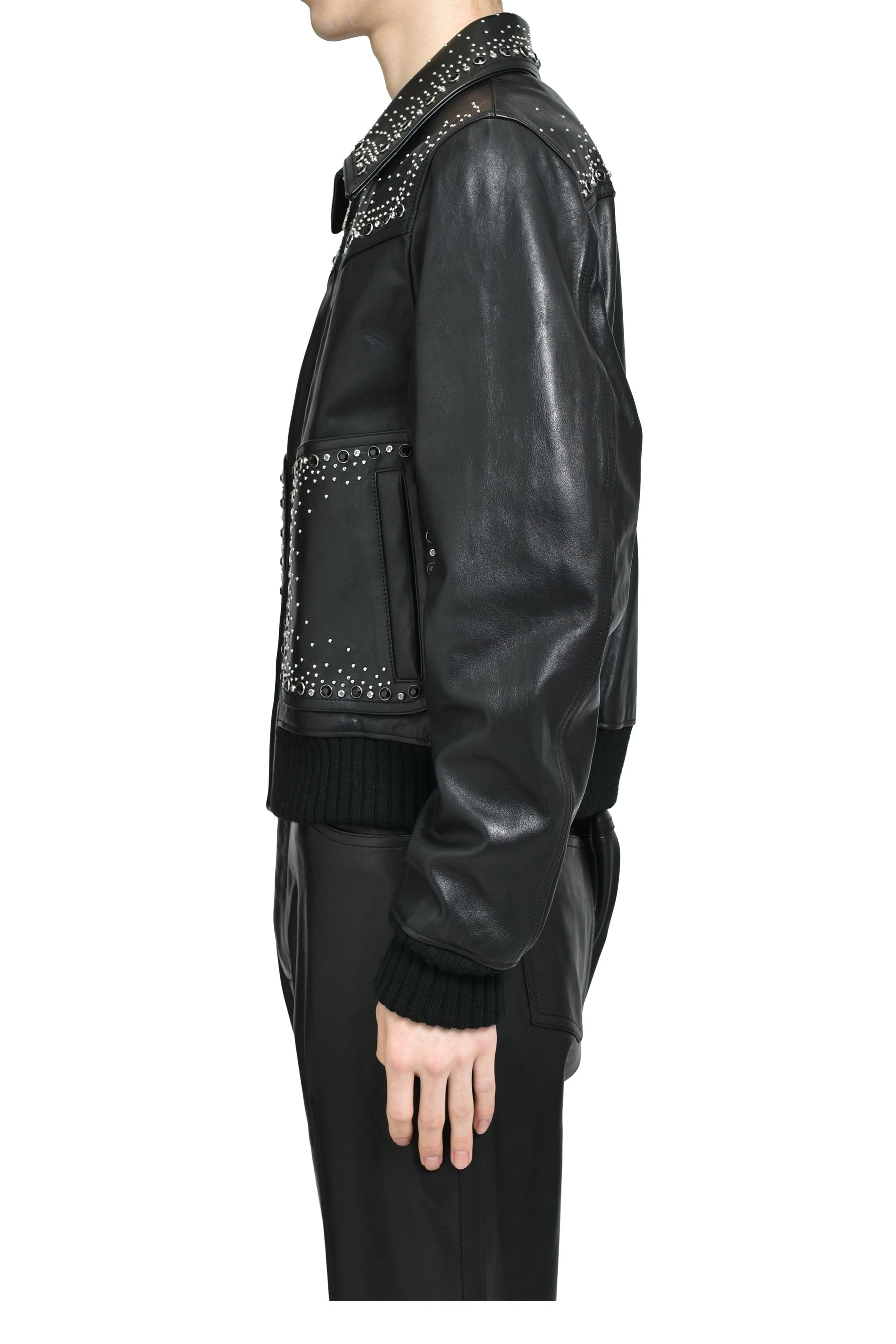 AMIRI FW25 CRYSTAL LEATHER WESTERN JACKET / BLACK - NUBIAN