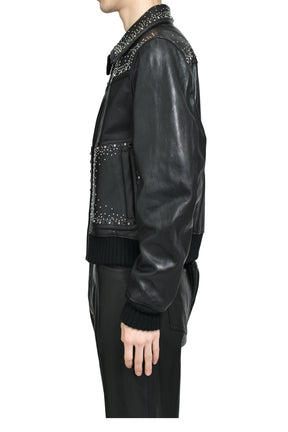 CRYSTAL LEATHER WESTERN JACKET / BLK