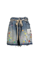 DENIM HUGE DETAIL SHORTS WITH PRICE TAG / IND