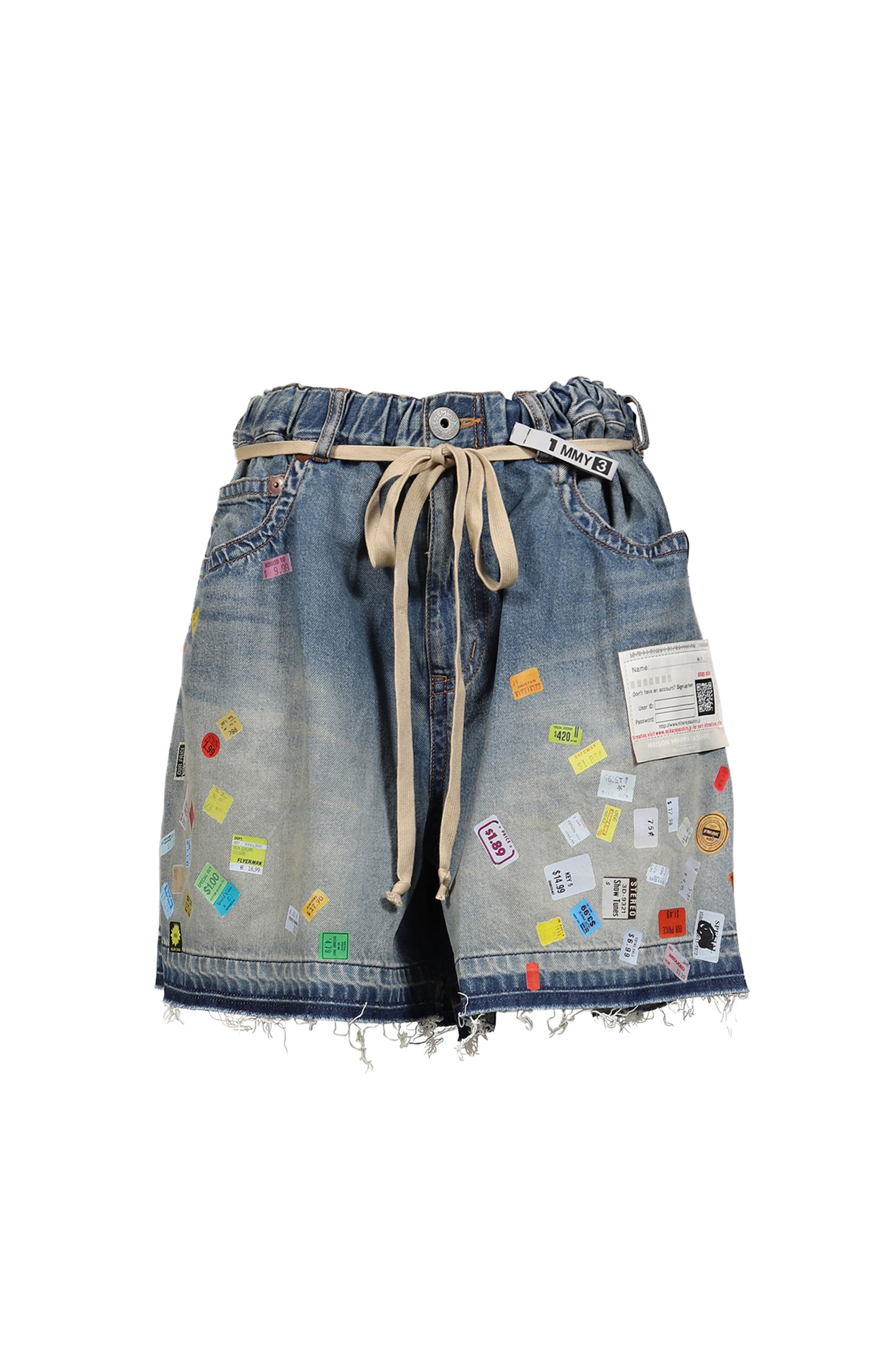 DENIM HUGE DETAIL SHORTS WITH PRICE TAG / IND