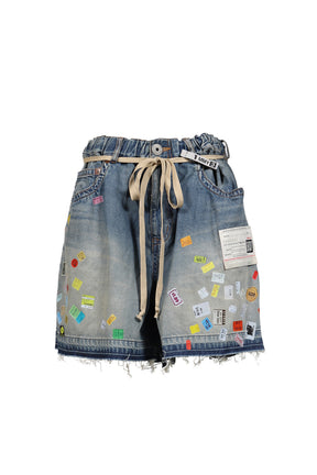 DENIM HUGE DETAIL SHORTS WITH PRICE TAG / IND