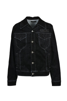 VINTAGE CUT FLOCK DENIM JACKET / BLK