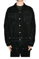 VINTAGE CUT FLOCK DENIM JACKET / BLK