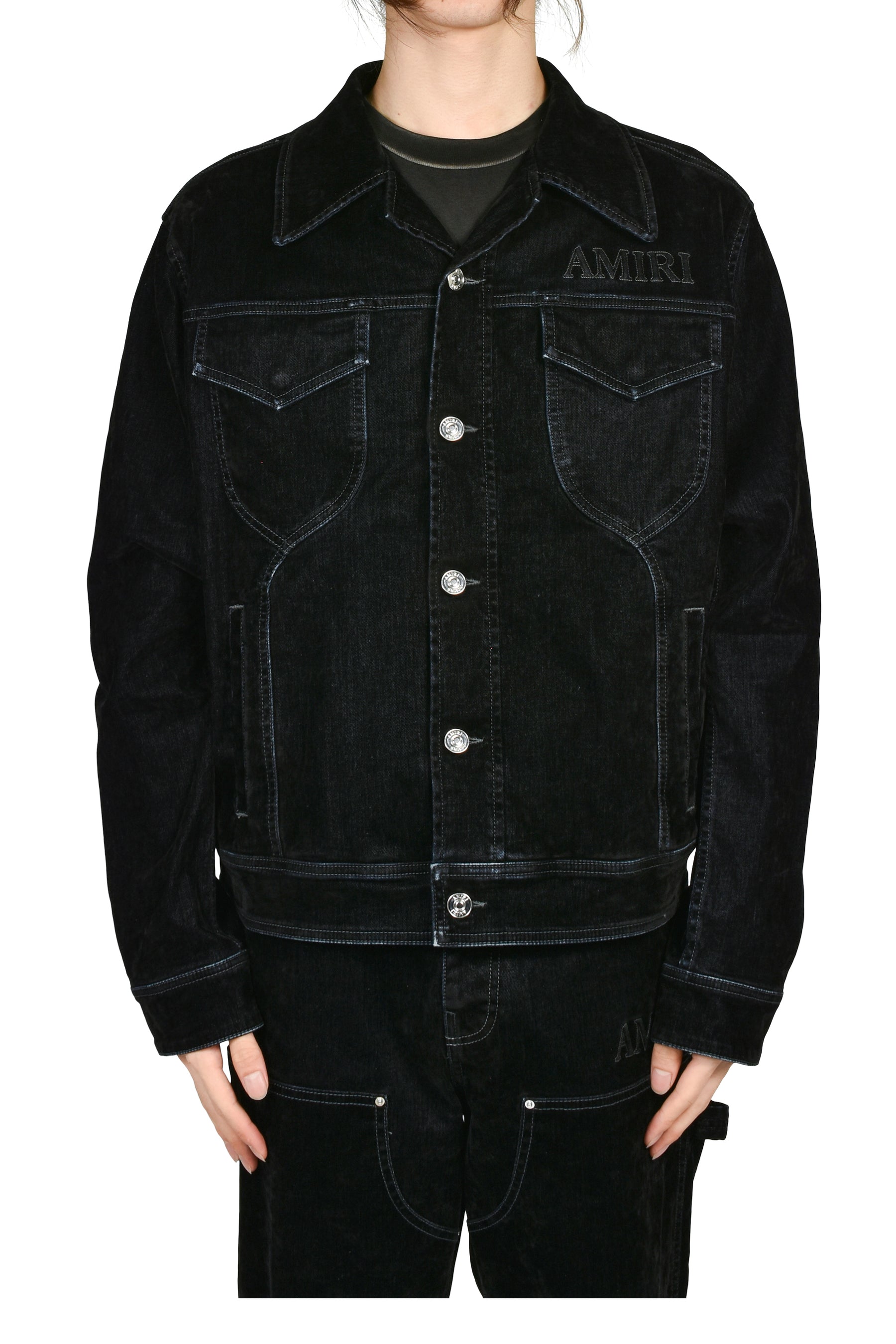 VINTAGE CUT FLOCK DENIM JACKET / BLK
