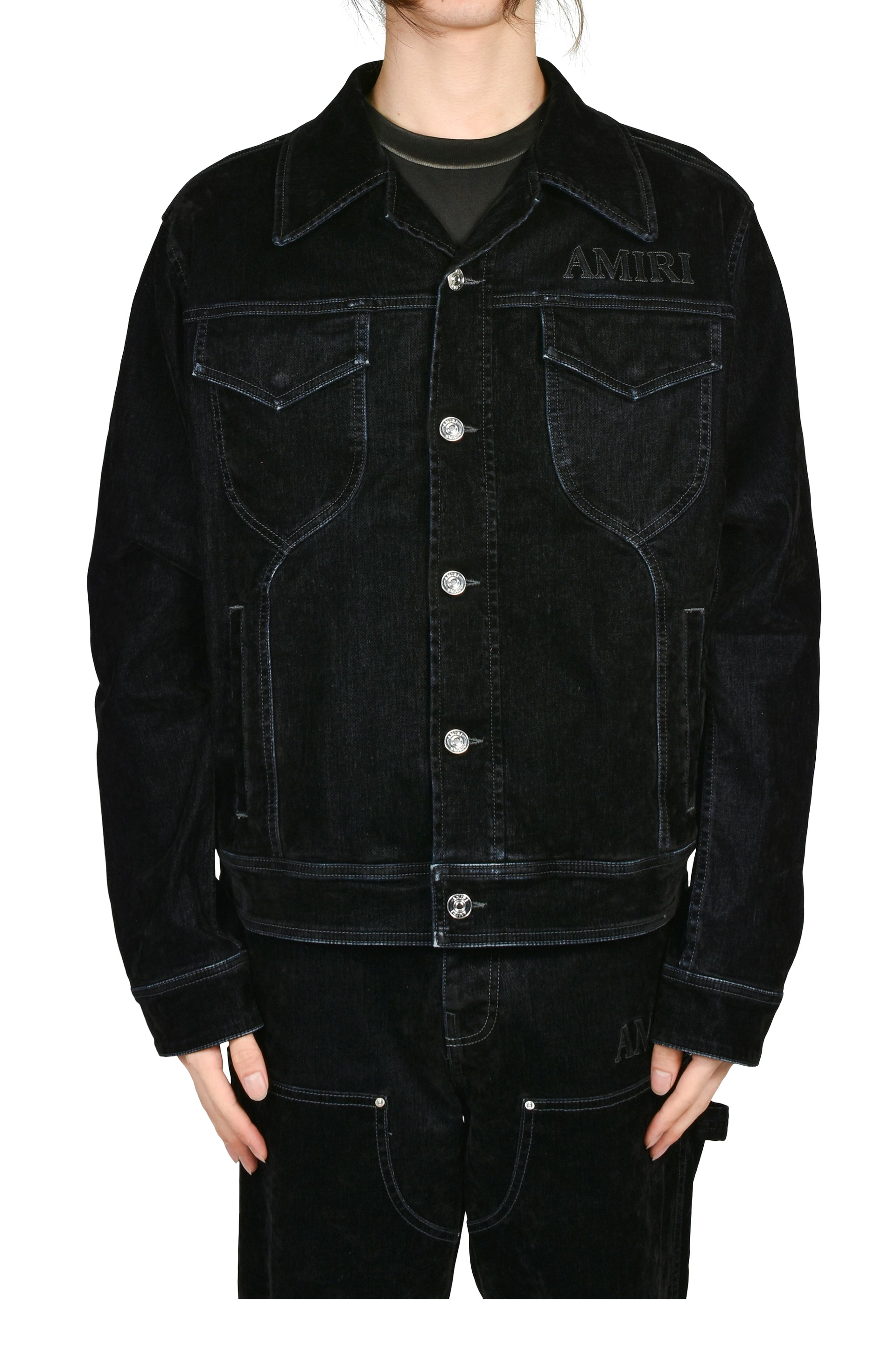 VINTAGE CUT FLOCK DENIM JACKET / BLK