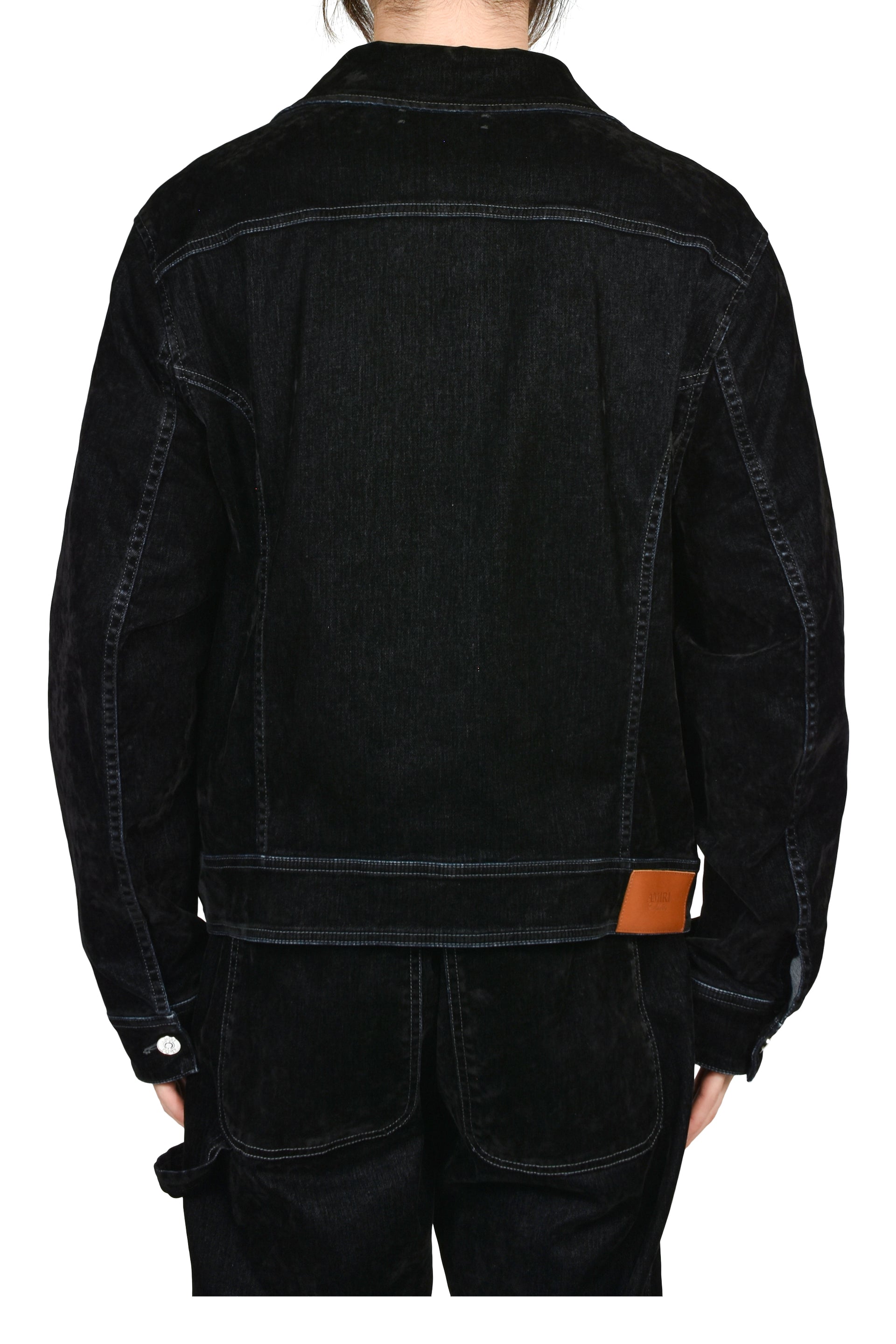 VINTAGE CUT FLOCK DENIM JACKET / BLK