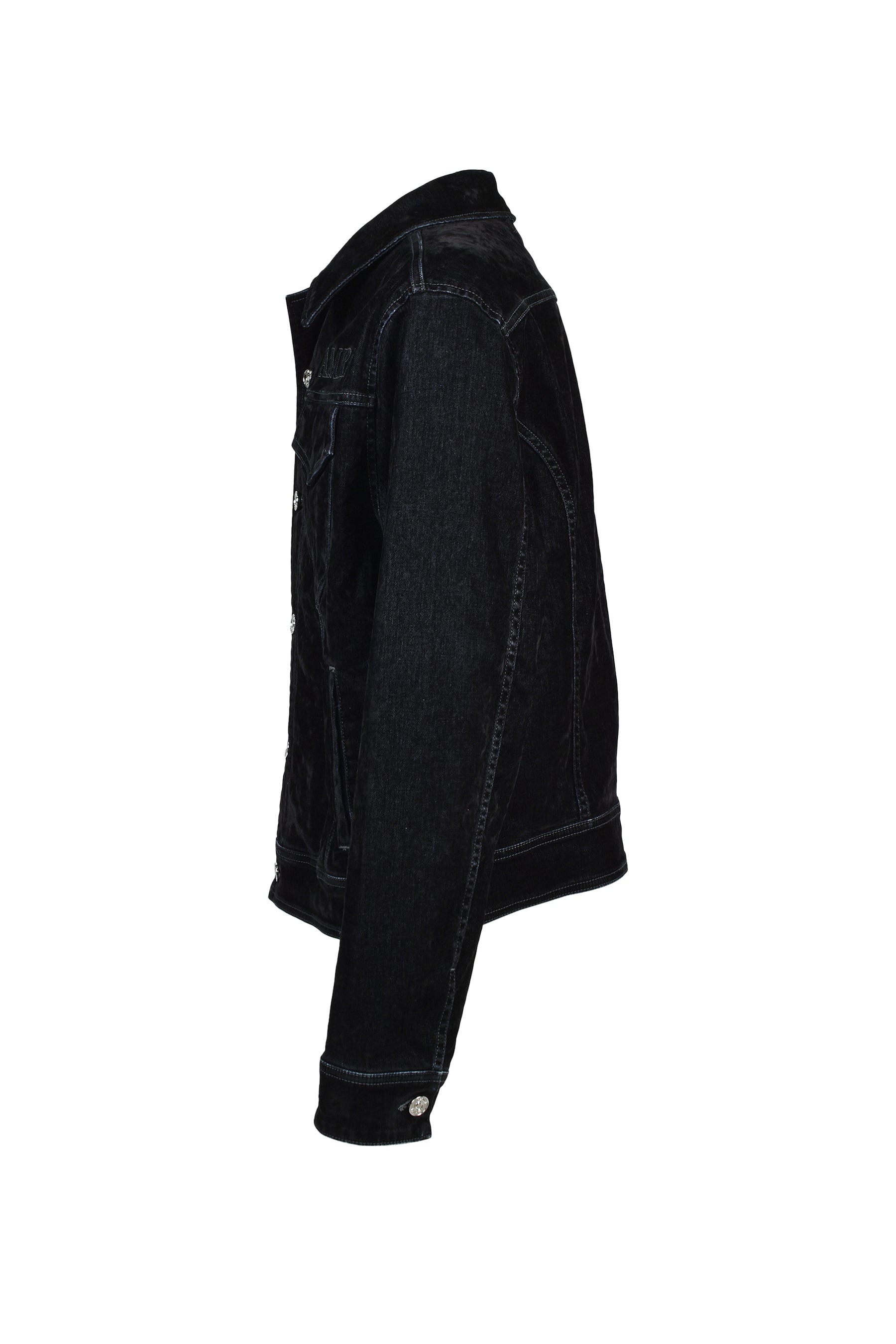VINTAGE CUT FLOCK DENIM JACKET / BLK