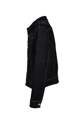 VINTAGE CUT FLOCK DENIM JACKET / BLK