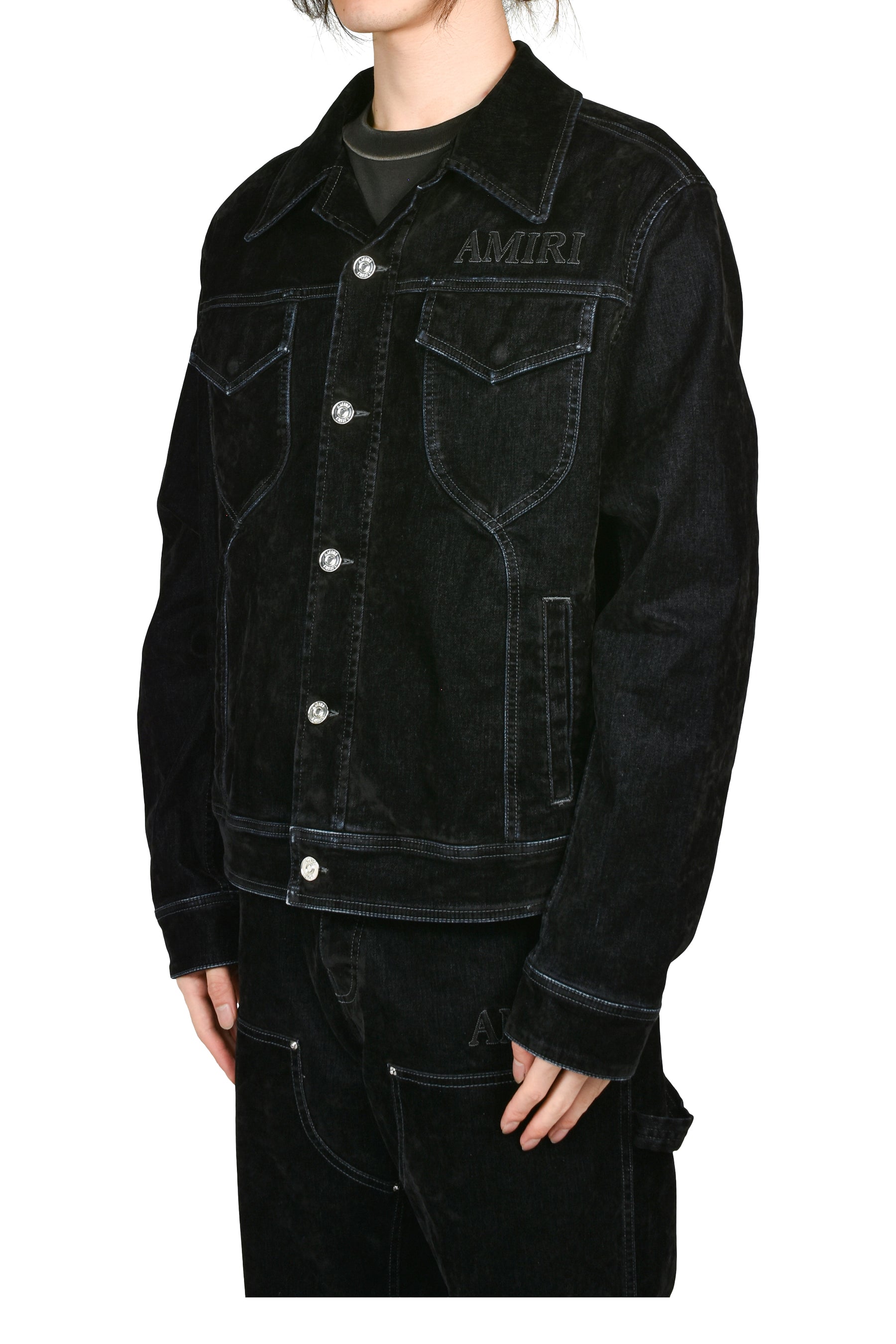 VINTAGE CUT FLOCK DENIM JACKET / BLK