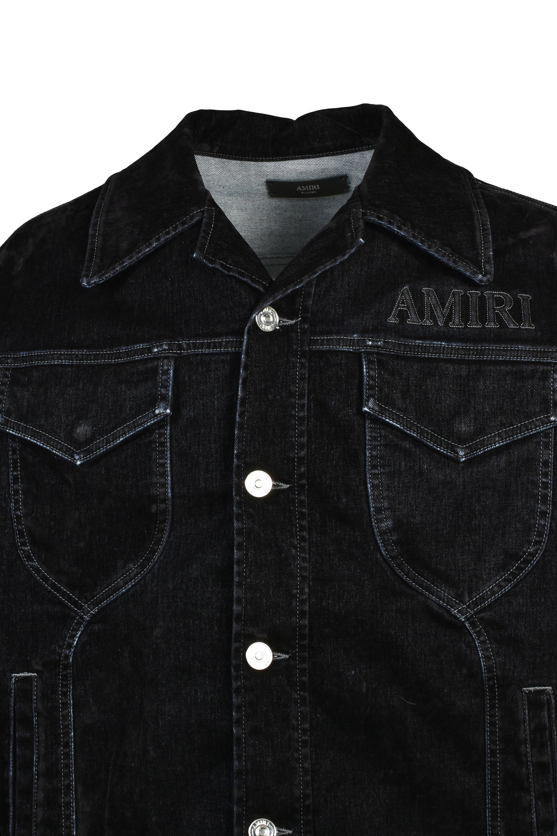 VINTAGE CUT FLOCK DENIM JACKET / BLK