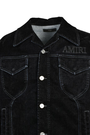VINTAGE CUT FLOCK DENIM JACKET / BLK
