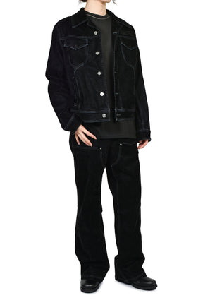 VINTAGE CUT FLOCK DENIM JACKET / BLK