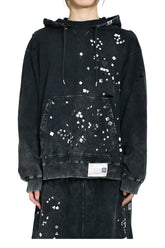 EMBELLISHED BLEACHED HOODIE / BLK