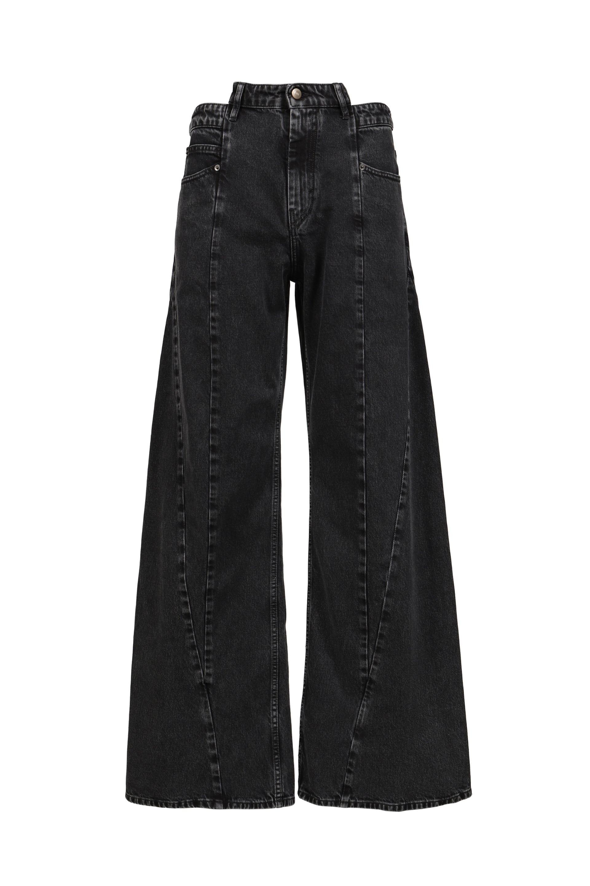 SPLICED DENIM TROUSERS / BLK