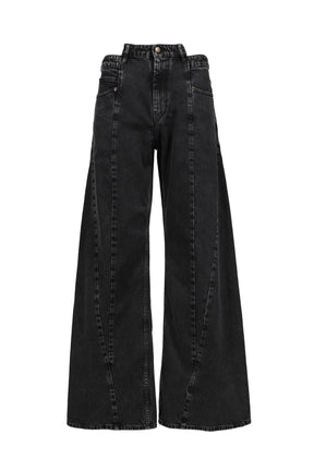 SPLICED DENIM TROUSERS / BLK