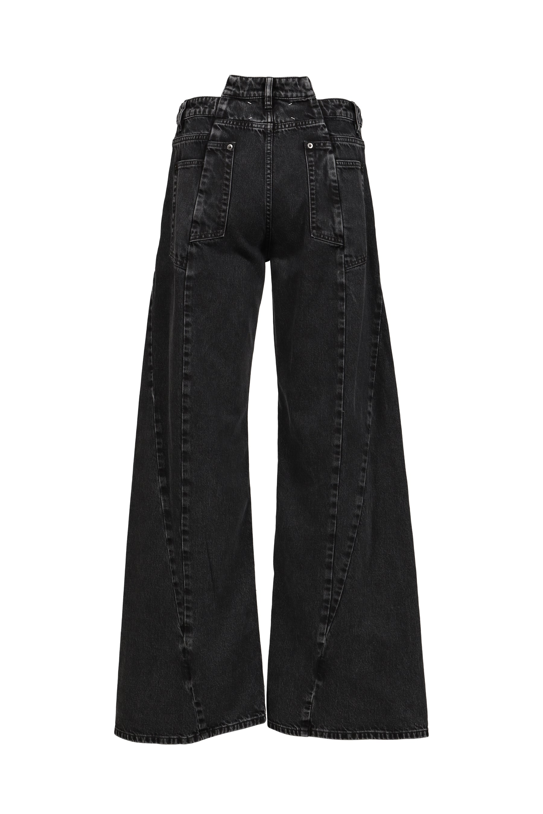 SPLICED DENIM TROUSERS / BLK