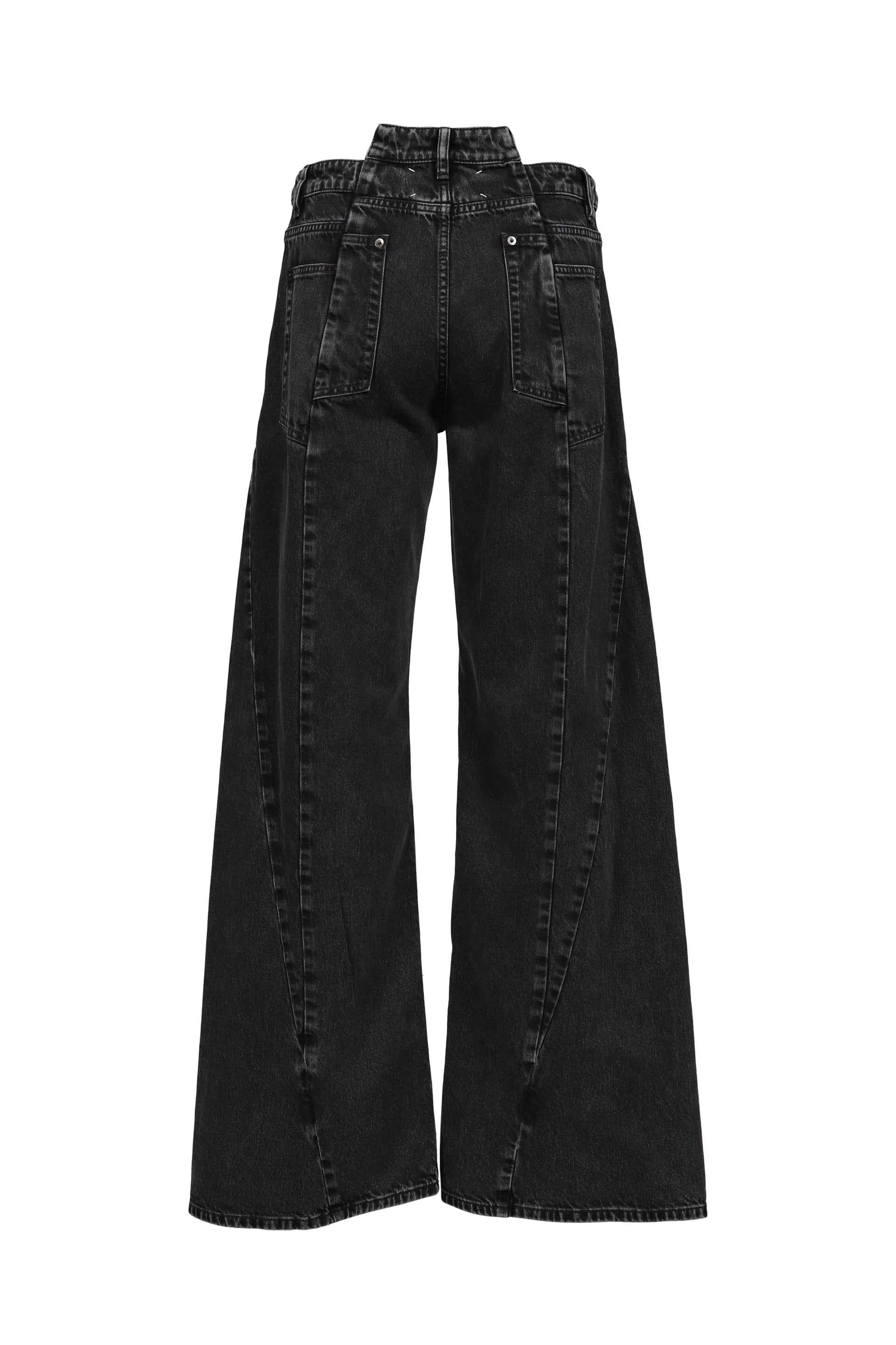 SPLICED DENIM TROUSERS / BLK