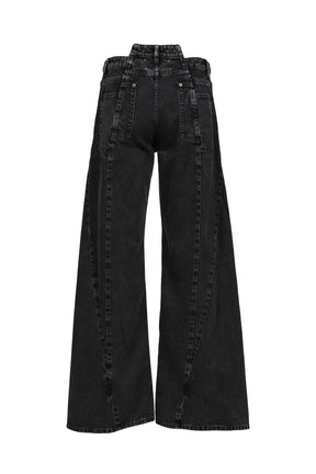 SPLICED DENIM TROUSERS / BLK