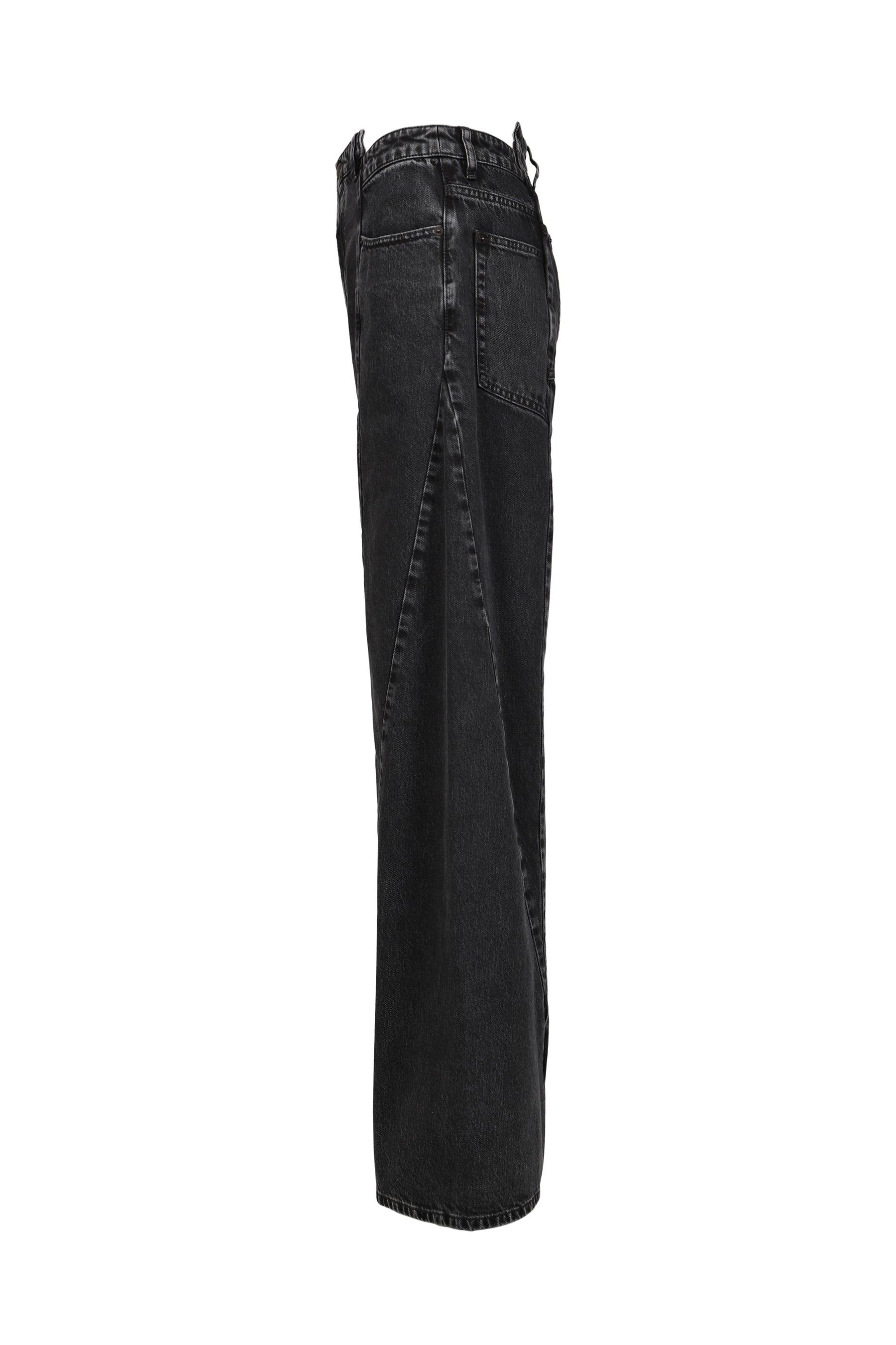 SPLICED DENIM TROUSERS / BLK