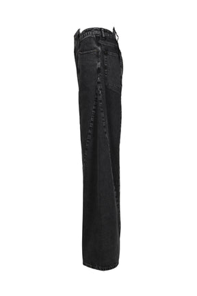 SPLICED DENIM TROUSERS / BLK