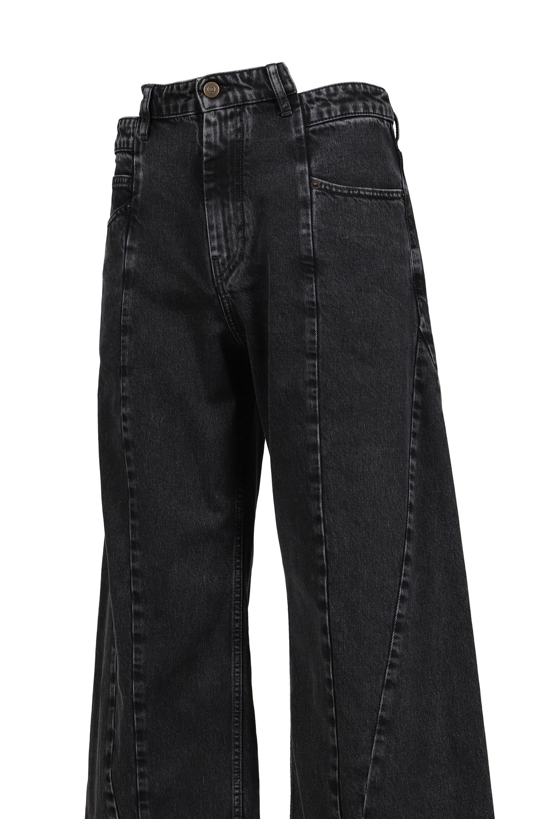 SPLICED DENIM TROUSERS / BLK