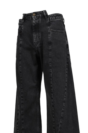 SPLICED DENIM TROUSERS / BLK