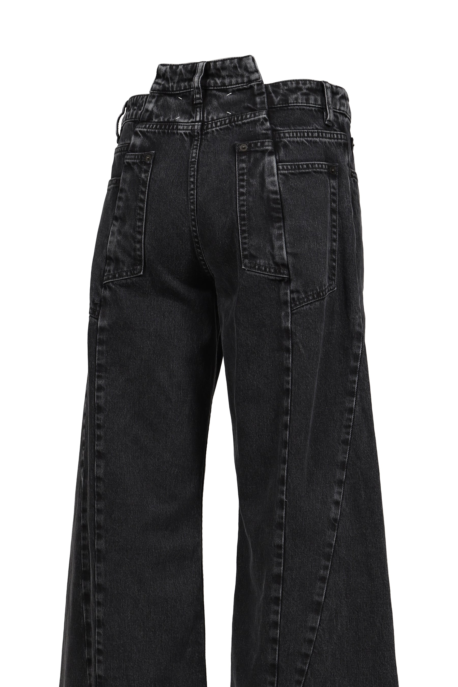 SPLICED DENIM TROUSERS / BLK