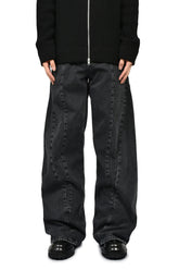 SPLICED DENIM TROUSERS / BLK