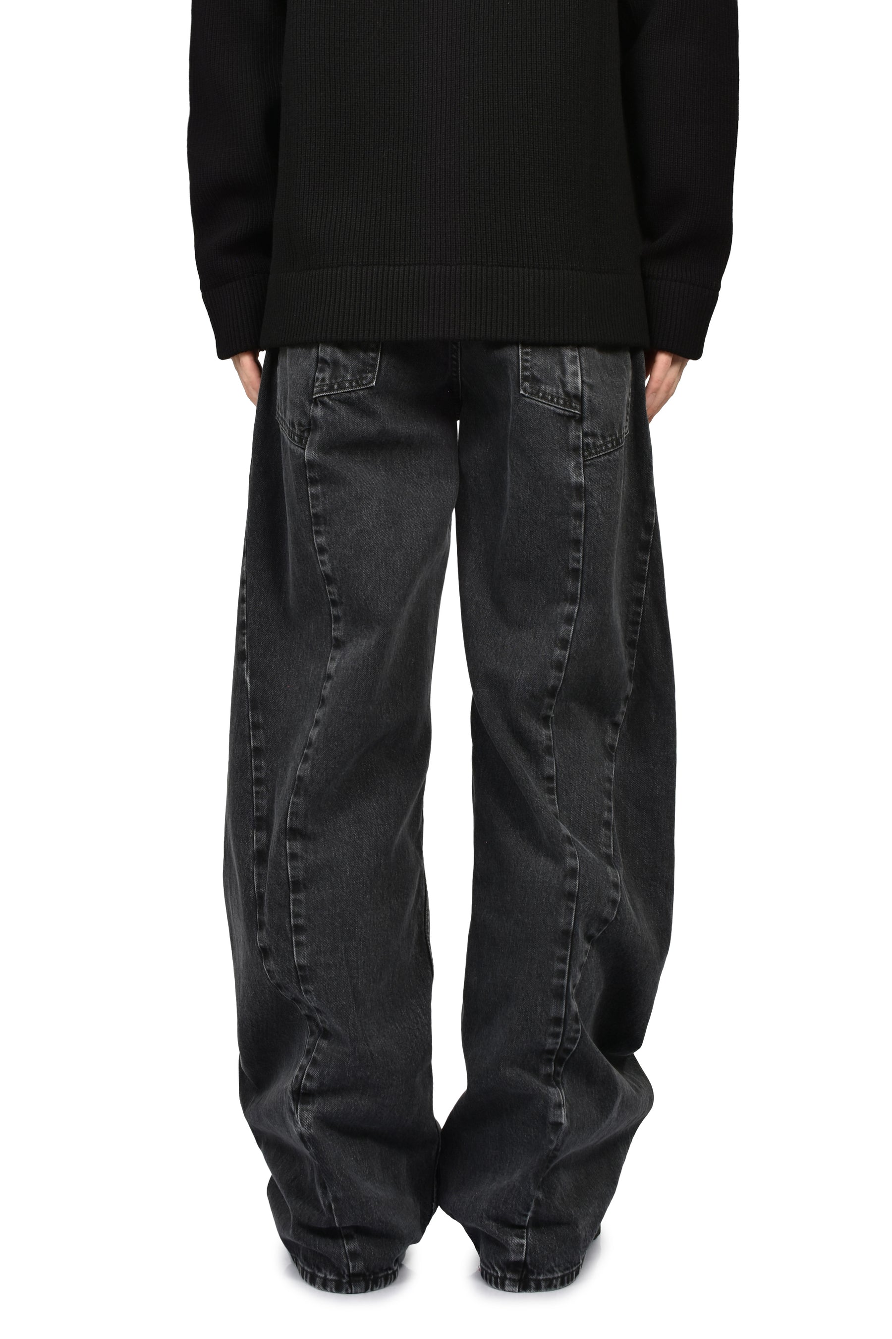 SPLICED DENIM TROUSERS / BLK