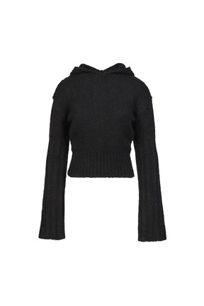 PULLOVER CROPPED HOODIE / BLK