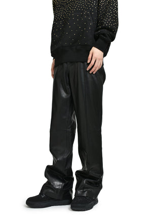 LEATHER BOOT CUT PANT / BLK