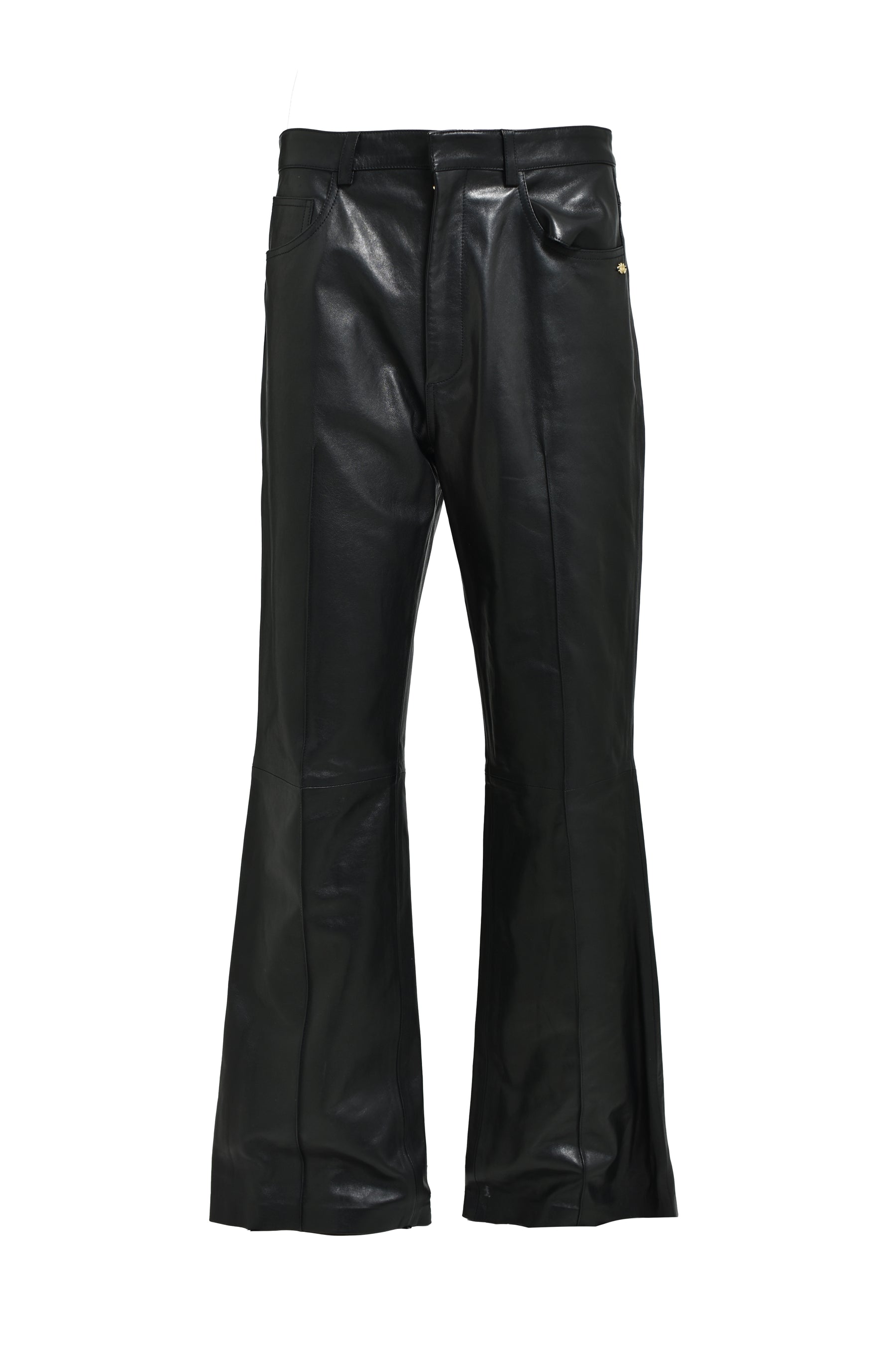 LEATHER BOOT CUT PANT / BLK