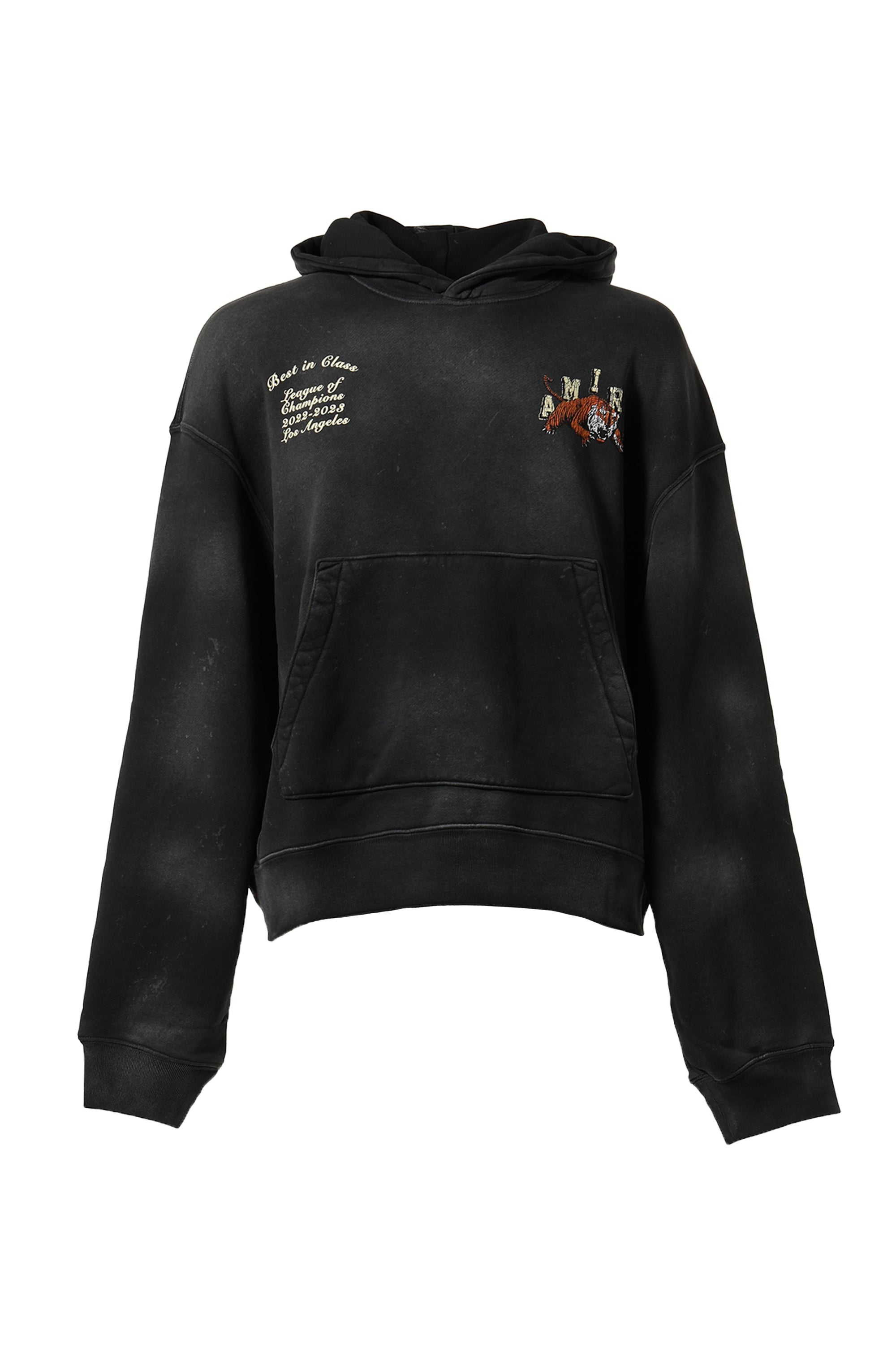 AMIRI FW23 VINTAGE TIGER VARSITY HOODIE BLK NUBIAN