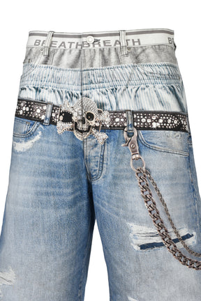 TRANSFER PRINT DENIM SHORTS / IND