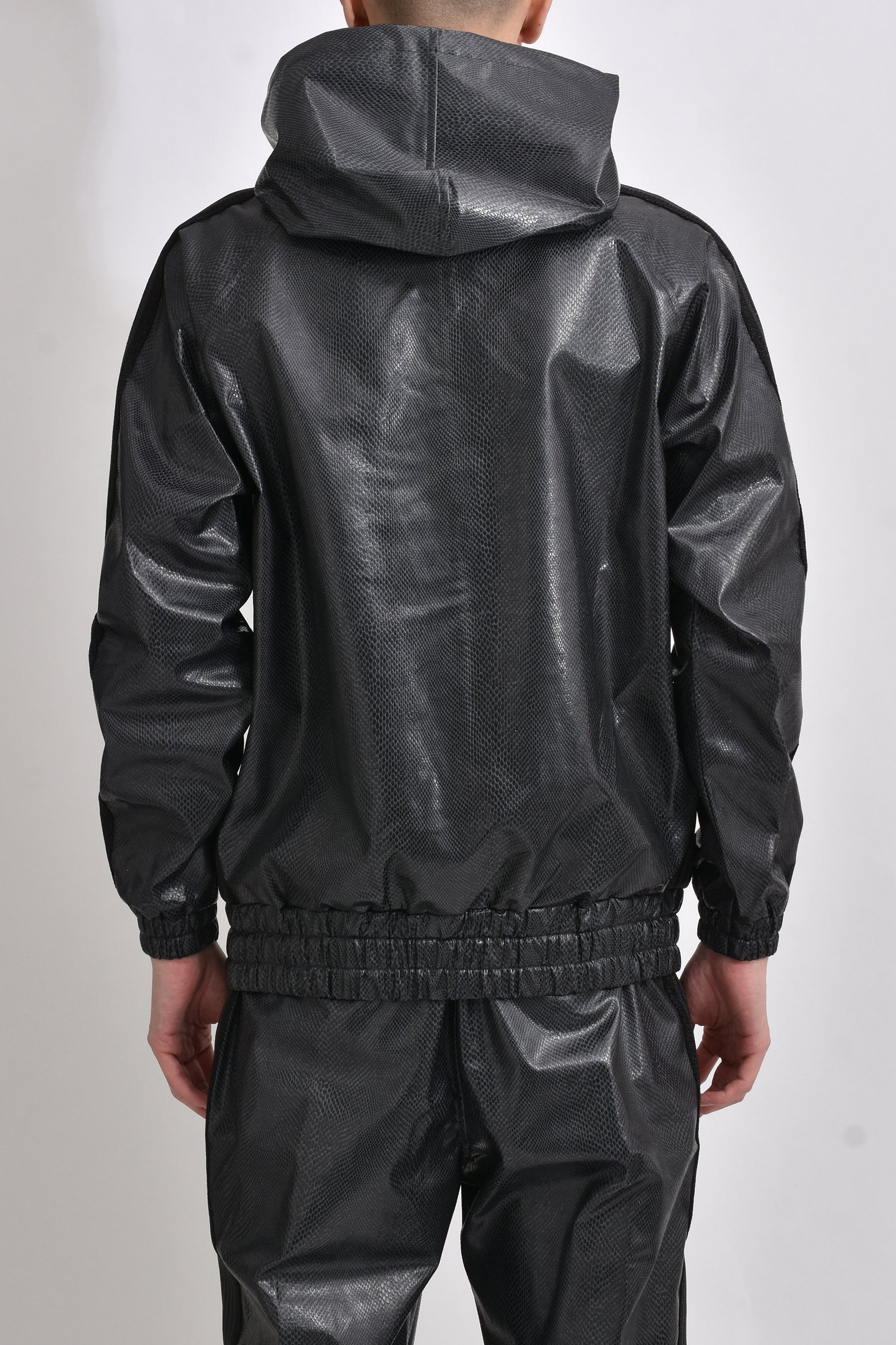 TRACK HOODIE - SYNCETIC LEATHER (EXCLUSIVE) / BLK