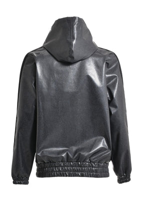TRACK HOODIE - SYNCETIC LEATHER (EXCLUSIVE) / BLK