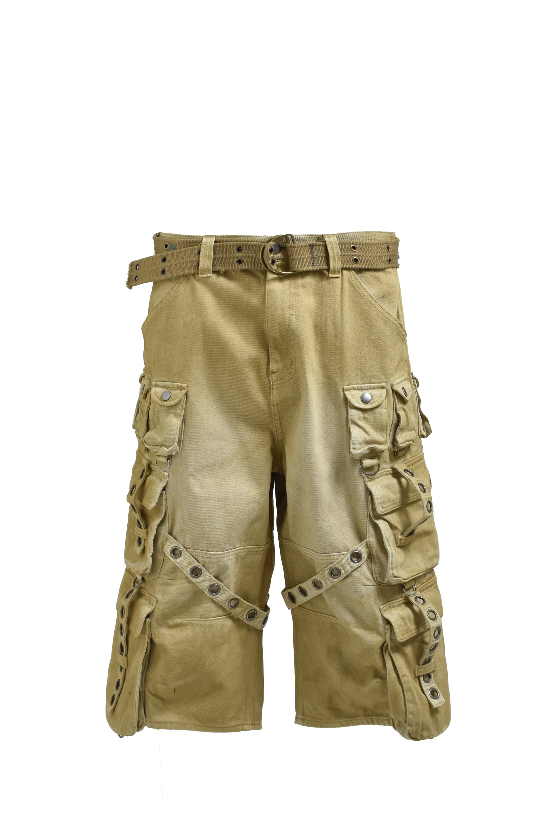 BLEACH CARGO PANTS W / BELT / DESERT