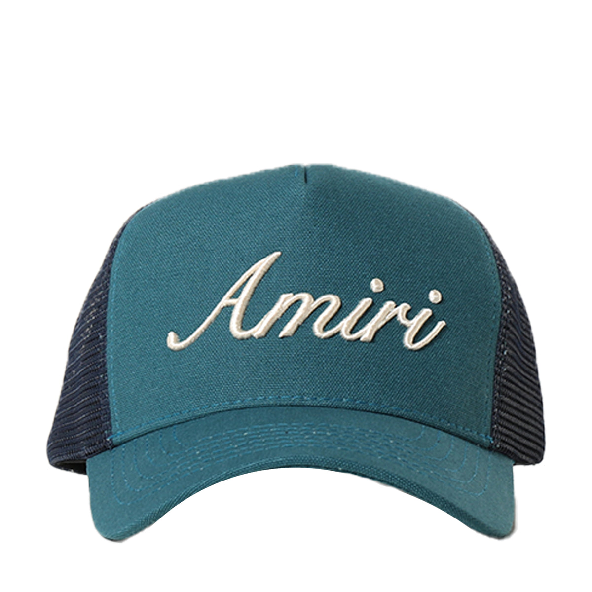 AMIRI アミリ FW23 AMIRI SCRIPT TRUCKER HAT / TEAL -NUBIAN