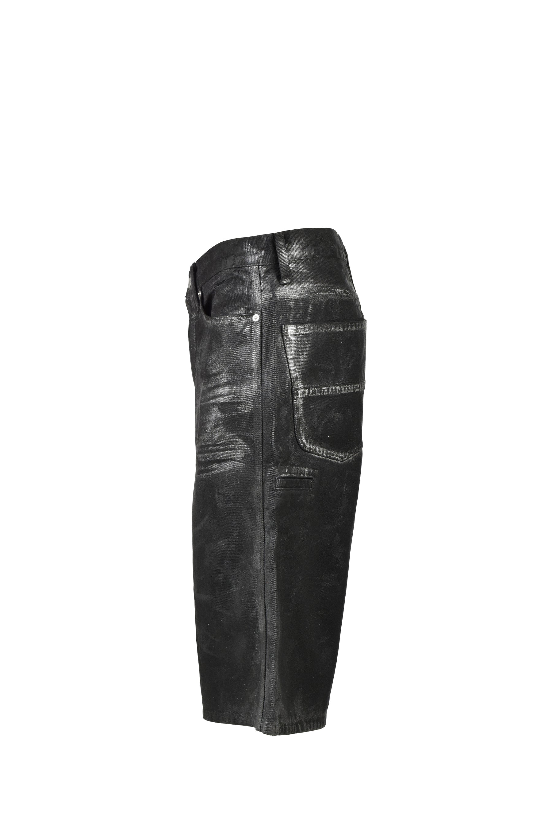 COATING DENIM SHORTS / BLK