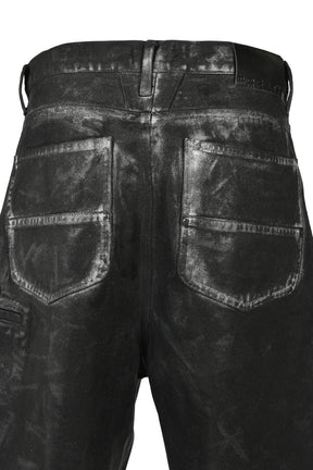 COATING DENIM SHORTS / BLK