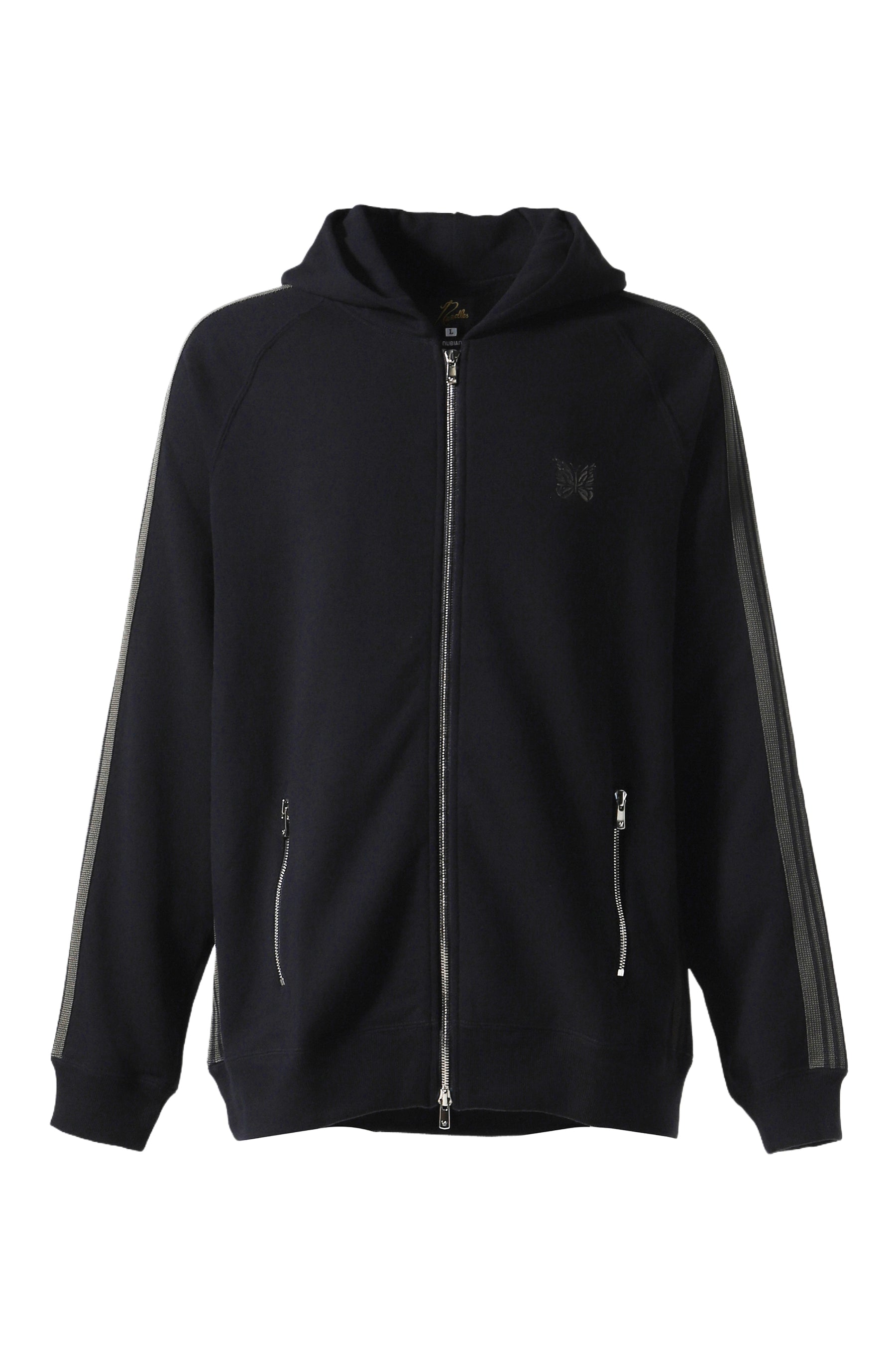 ZIPPED TRACK HOODY - COTTON JERSEY (EXCLUSIVE) / BLK