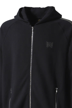 ZIPPED TRACK HOODY - COTTON JERSEY (EXCLUSIVE) / BLK