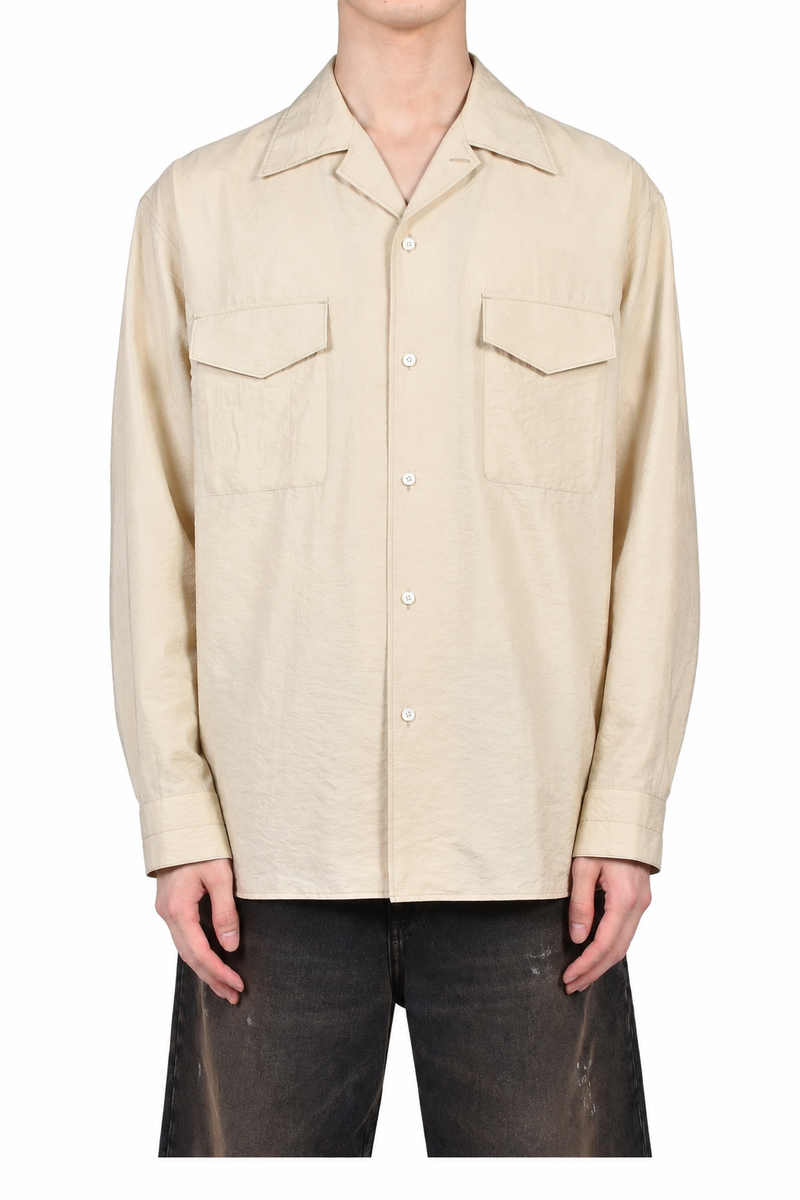 LEMAIRE ルメール SS26 CONVERTIBLE COLLAR SHIRT / OAT MILK - NUBIAN