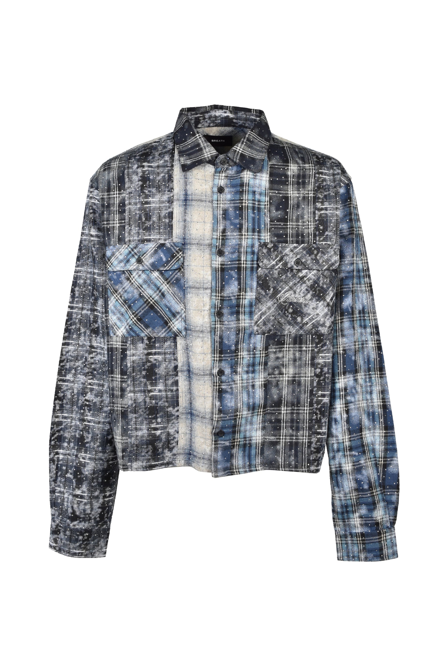 RHINESTONE CRAZY CHECK SHIRT / BLU