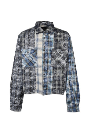 RHINESTONE CRAZY CHECK SHIRT / BLU